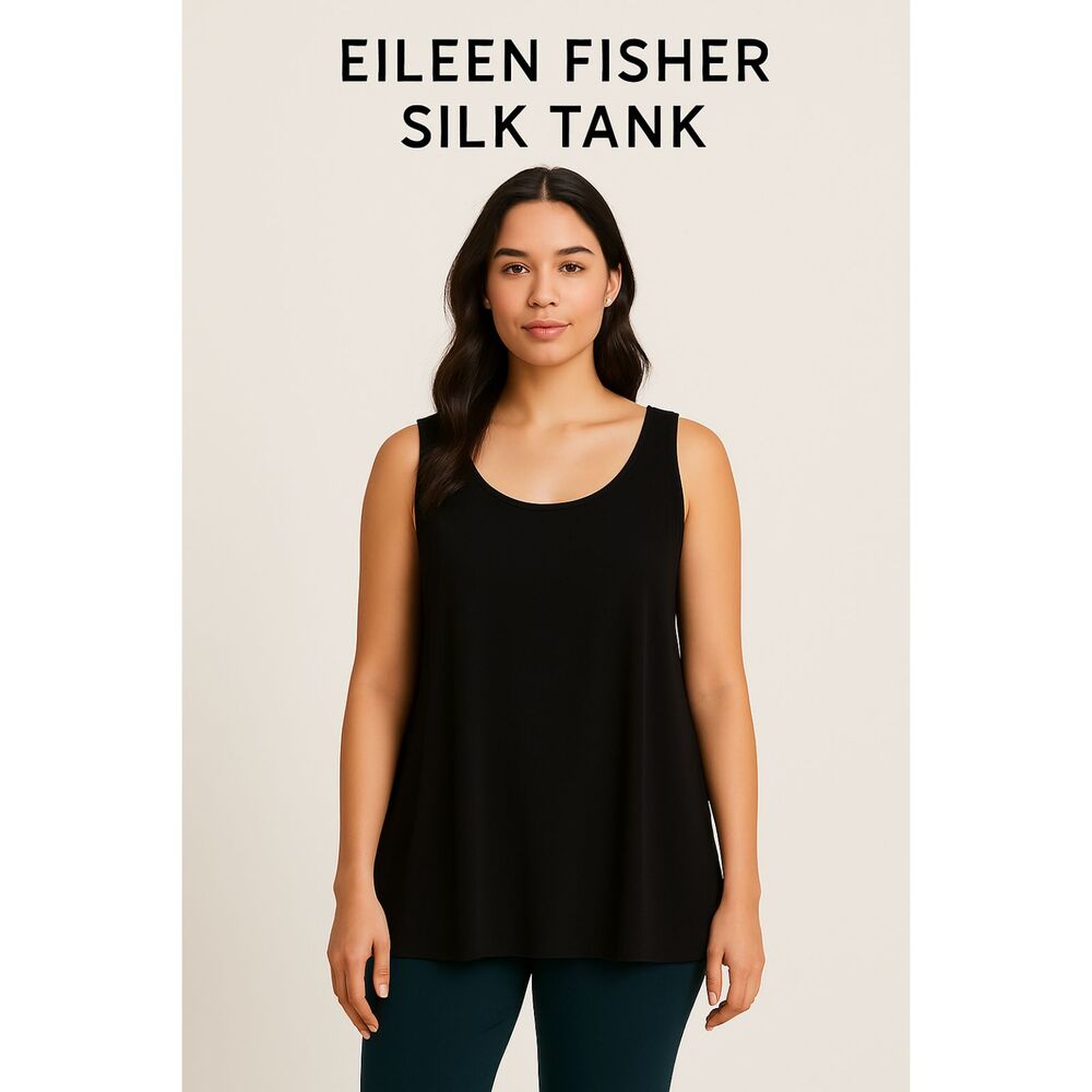Eileen Fisher 100% Silk Tank top in black | Size PM